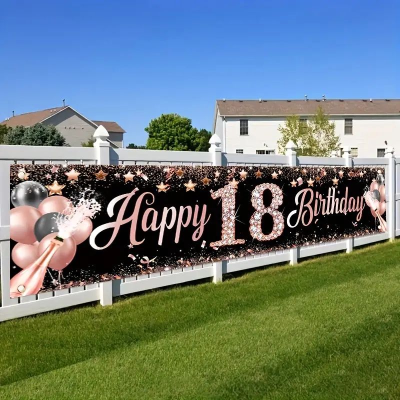 Party Banner Gold - 18th Birthday Banner, Rose Gold Birthday
