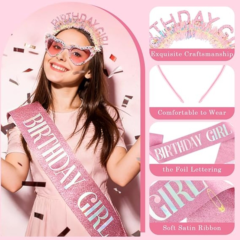 3pcs/set Birthday Girl Sash Gl - Birthday Sash Glitter ulasan dan harga