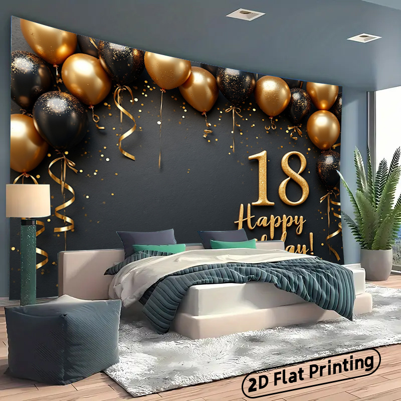 2D 1Pc Black & Gold Balloons B - Party Banner Gold ulasan dan harga